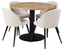Venture Design Cirebon & Velvet spisegruppe Natur/beige 4 st stoler & bord 100 cm