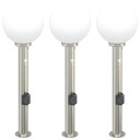 vidaXL Pullertlys med sensor og stikkontakt 3 stk 80 cm rustfritt stål IP44