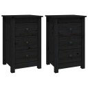 vidaXL Nattbord 2 stk svart 40x35x61,5 cm heltre furu