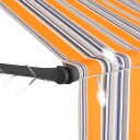 vidaXL Manuell uttrekkbar markise med LED 300 cm gul og blå
