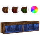  TV benker med LED lys 2 stk røkt eik 60x30x30 cm