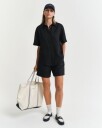 Relaxed fit kortermet linskjorte BLACK 34