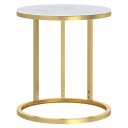 vidaXL Sidebord gull og hvit marmor 45 cm herdet glass