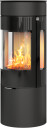 Rais Viva l 120 svart vedovn med sideglass og glassdør