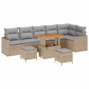 vidaXL Hagesofa Set 11 stk. 7-Antall seter Beige og lys grå