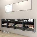 vidaXL Veggskoskap 4 stk h?yglans gr? 60x18x60 cm sponplater