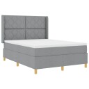  Box Spring Seng med Madrass og LED Lys Lysegrå 140x190 cm Stoff