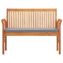 vidaXL 2-seters hagebenk med pute 120 cm heltre akasie
