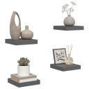vidaXL Flytende vegghyller 4 stk h?yglans gr? 23x23,5x3,8 cm MDF