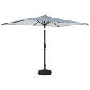 vidaXL Hageparasol med LED lamper og fot 2 x 3 m Polyester Blå og hvit
