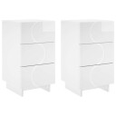 vidaXL Nattbordskap 2 pcs Høgglans hvit 33,5 x 34,5 x 60 cm
