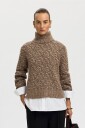 Selected Women - Polohals  Slwlulu Duo Ls Knit High Neck - Natur