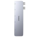 Baseus UltraJoy 6-i-1 USB-C Hub 40Gb/s med HDMI 4K og SD/microSD Kortleser – Grå