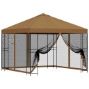  Hagepaviljong med sidevegger 3 x 3 m Beige Polyester og stål