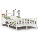  Seng med bokhylle uten madrass hvit 160x200 cm heltre furu 8721158609250