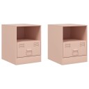  Nattbord 2 stk rosa 34,5x39x44 cm stål 841754