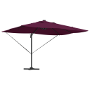  Cantilever Roma Parasol med LED i Bordeaux rød 352x251x265 cm Aluminium
