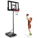 130 cm   305 cm høydejusterbar basketballkurv med stativ og 2 hjul kurvstativ svart