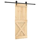 vidaXL Skyvedør Naturlig og svart 80 x 210 cm Massiv Furu Tre