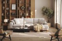 Copenhagen Premium 4 personers Højrevendt L formet Dyb Divansofa i Stoff   Beige