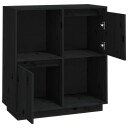 vidaXL Skjenk svart 74x35x80 cm heltre furu