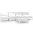 vidaXL Hagesofagruppe 5 deler hvit heltre furu