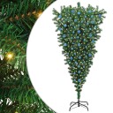  Opp ned kunstig forhåndsbelyst juletre med kule sett 210 cm
