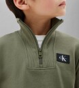Calvin Klein Terry Ck Woven Label Half Zip   Khaki green   128