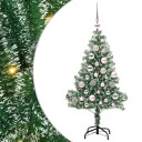  Kunstig Julesekk Snø Flocket med LED Lys Grønn og hvit 120 cm
