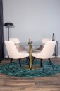Venture Home   Spisegruppe Estelle med 4 spisestoler Velvet Deluxe   Natur