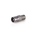 Nedis Satellite & Antenne Adapter IEC coax Han F Hun Nikkel Belagt 75 Ohm Rett Metall Sølv 1 Stk. Boks