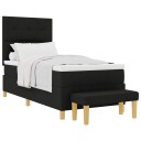  Box Spring Seng med Madrass & Benk Svart 90x200 cm Stoff