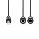 Nedis Stereo Lydkabel 6,35 mm Han til 2x 6,35 mm Hun 0,20 m Nikkelbelagt