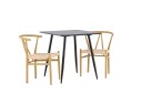 Polar Spisegruppe 75 cm Kvadratisk med 2 Alfons stoler   Sort/Beige