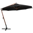 vidaXL Hengende parasoll med stolpe svart 3,5x2,9 m heltre gran