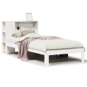  Seng med bokhylle uten madrass hvit 75x190 cm heltre furu 3322535