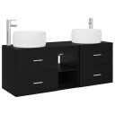 vidaXL Baderomsinnredningssett 3 stk. Svart 49,5 x 44,5 x 66 cm