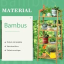 Stående hylle med 4 nivåer stigehylle laget av bambus bokhylle plantehylle balkonghylle 48 x 32 x 115 cm naturlig