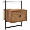  Nattbordskap med skuff Gamle tre 35 x 30 x 51 cm Konstruert tre