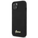Guess Case For Iphone 13 6,1&Amp Amp Quot  Guhmp13mlslmgbk Black Hardcase Silicone Script Gold Logo