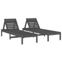  Solsenger 2 stk grå 199,5x60x74 cm heltre furu 825070