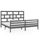 vidaXL Sengeramme grå heltre furu 200x200 cm