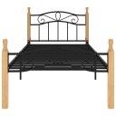 vidaXL Sengeramme svart metall og heltre eik 100x200 cm
