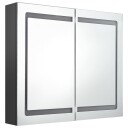 vidaXL LED-speilskap til bad grå 80x12x68 cm
