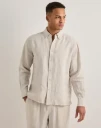 Que Sera Sera Louis Linen Shirt LS Linskjorter Beige
