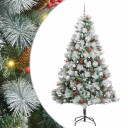 vidaXL Kunstig juletre Grønn og hvit 210 cm PVC og Metall og Plast