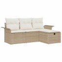  Hagesofa Set 4 pcs beige og krem 196 x 117 x 85 cm Poly rattan