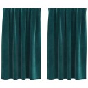  Gardiner med gardiner 2 pcs Mørkegrønn 140 x 140 cm Fløyel