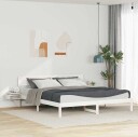 Sengeramme med nattbord Hvit 180 x 200 cm Heltre furu
