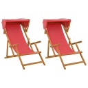 vidaXL Hage Stol 2 pcs 3 Posisjon Solid Eucalyptus Tre Rød